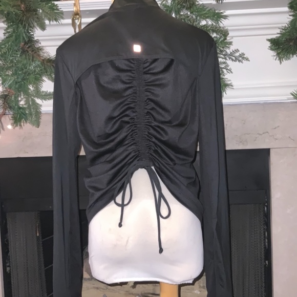 NWT Body Language Sportswear Women Jacket Black Ruched Tie Back Medium RET $148 - Picture 7 of 7